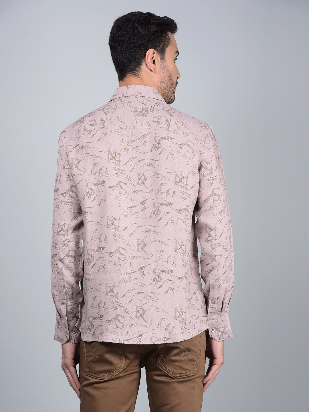 Pink Typographic Print Shirt-Men Shirts-Crimsoune Club