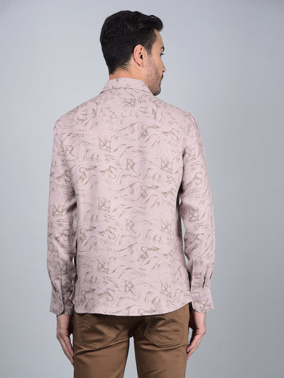 Pink Typographic Print Shirt-Men Shirts-Crimsoune Club
