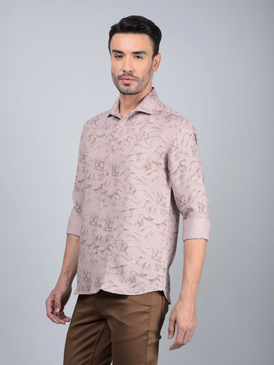 Pink Typographic Print Shirt-Men Shirts-Crimsoune Club