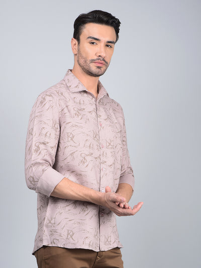 Pink Typographic Print Shirt-Men Shirts-Crimsoune Club