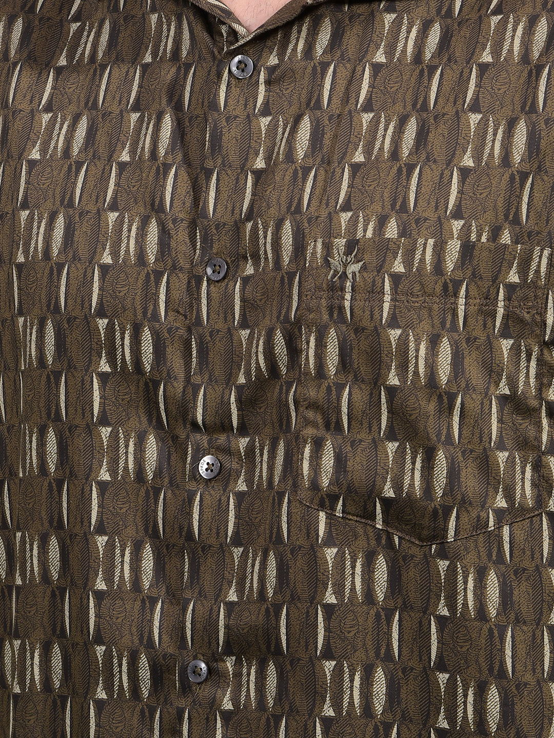 Olive Printed Shirt-Men Shirts-Crimsoune Club