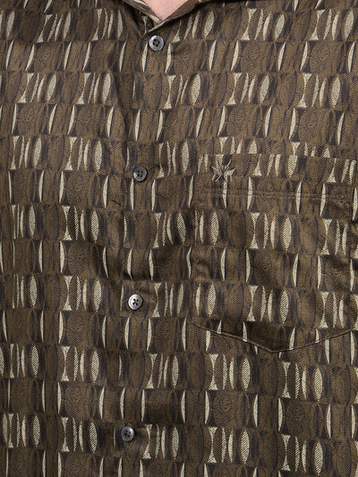Olive Printed Shirt-Men Shirts-Crimsoune Club