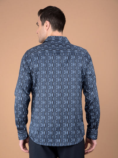 Blue Printed Shirt-Men Shirts-Crimsoune Club