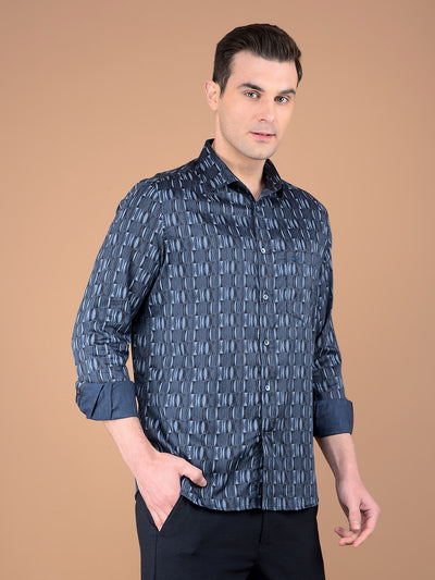 Blue Printed Shirt-Men Shirts-Crimsoune Club