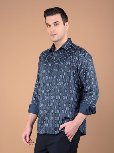 Blue Printed Shirt-Men Shirts-Crimsoune Club