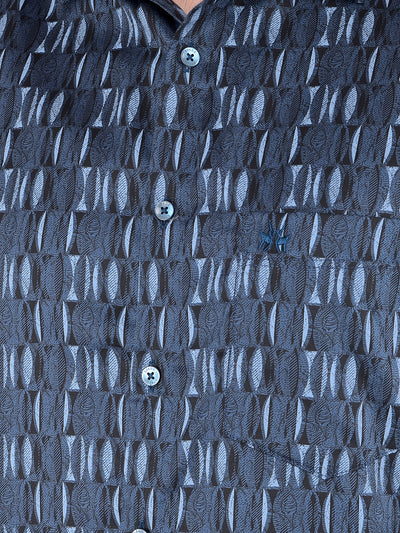 Blue Printed Shirt-Men Shirts-Crimsoune Club