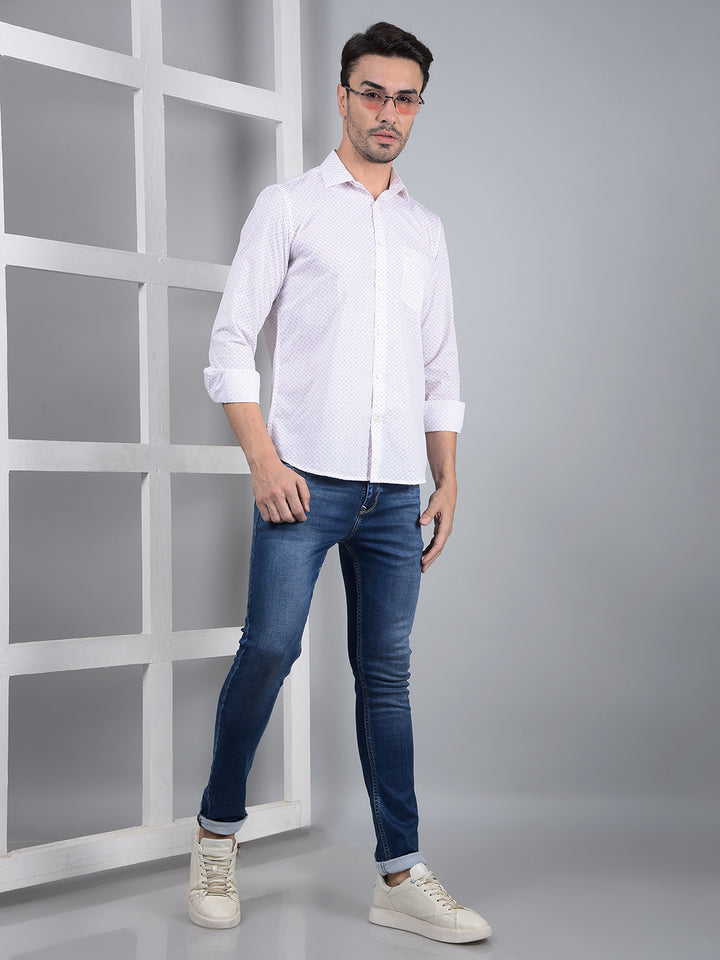 Pink Printed 100% Cotton Shirt-Men Shirts-Crimsoune Club