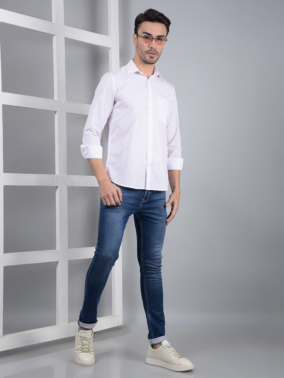 Pink Printed 100% Cotton Shirt-Men Shirts-Crimsoune Club