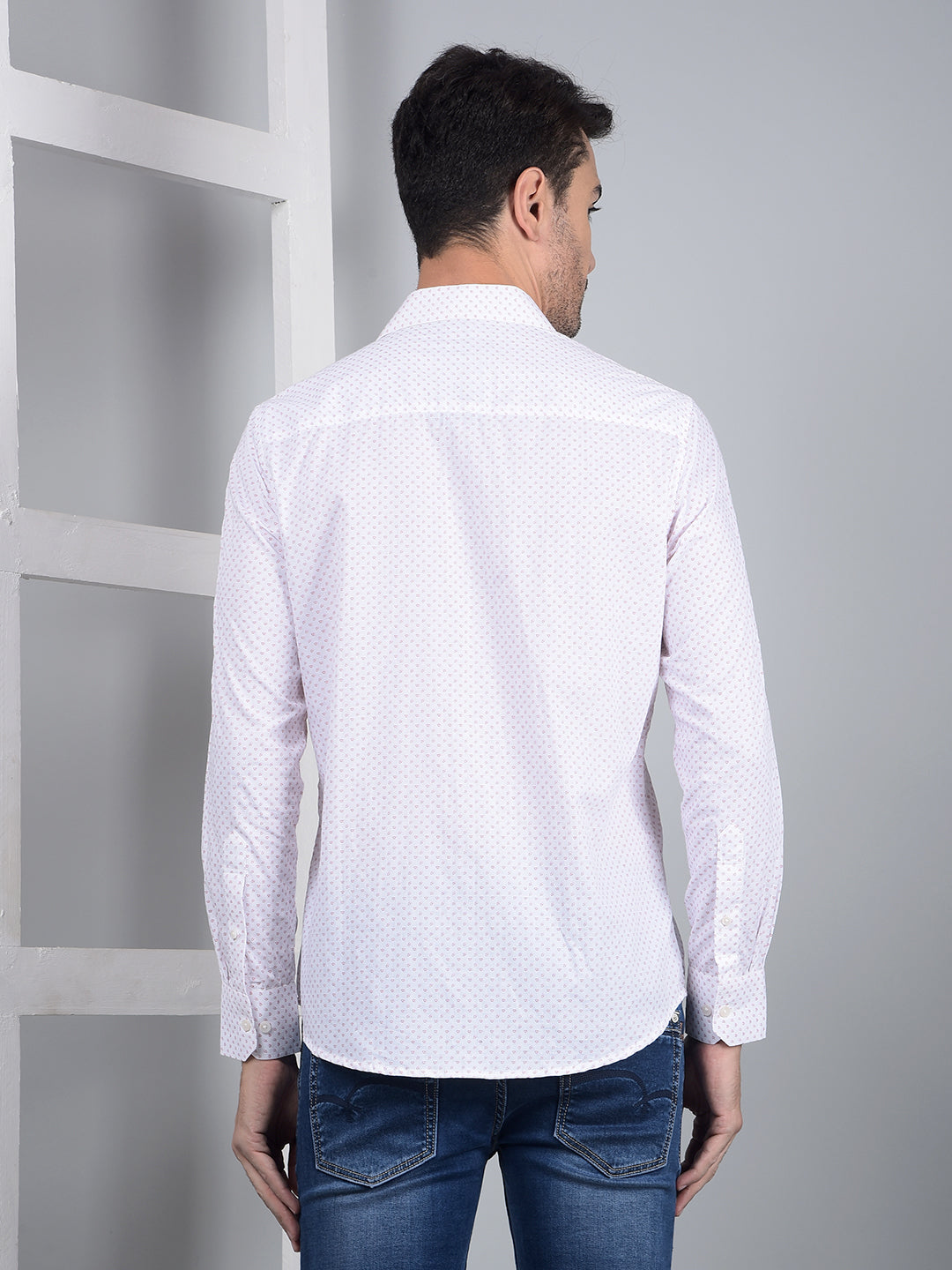 Pink Printed 100% Cotton Shirt-Men Shirts-Crimsoune Club