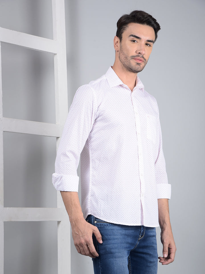 Pink Printed 100% Cotton Shirt-Men Shirts-Crimsoune Club
