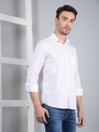 Pink Printed 100% Cotton Shirt-Men Shirts-Crimsoune Club