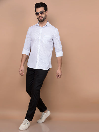 Blue Printed 100% Cotton Shirt-Men Shirts-Crimsoune Club