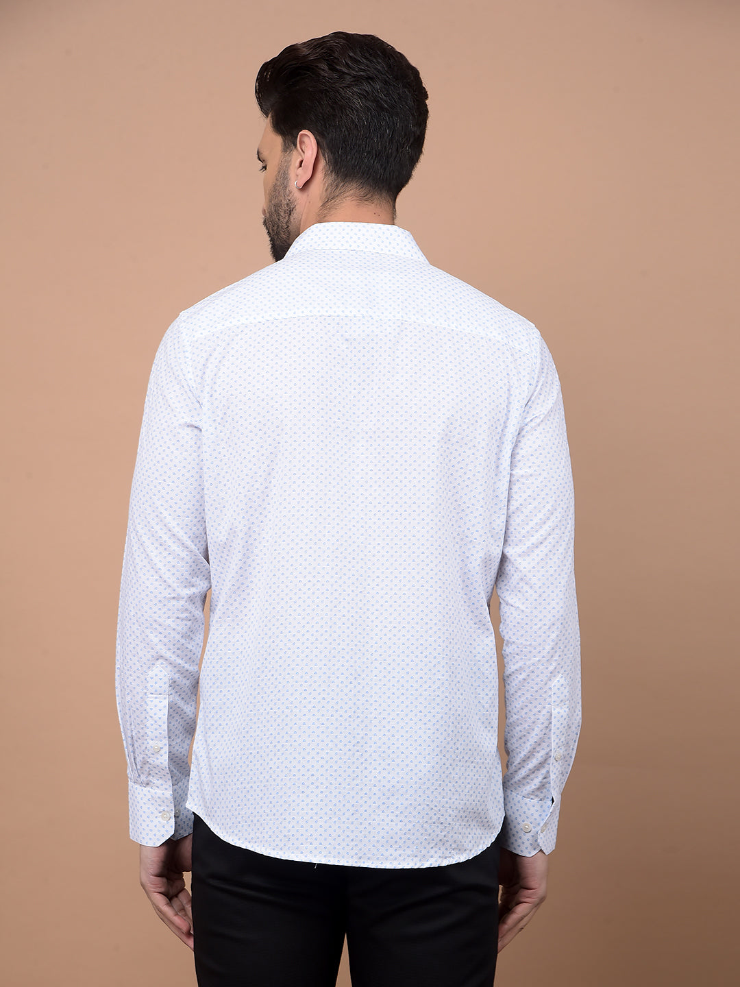 Blue Printed 100% Cotton Shirt-Men Shirts-Crimsoune Club
