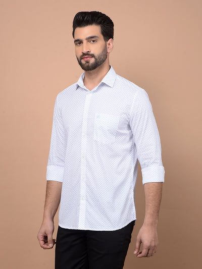 Blue Printed 100% Cotton Shirt-Men Shirts-Crimsoune Club
