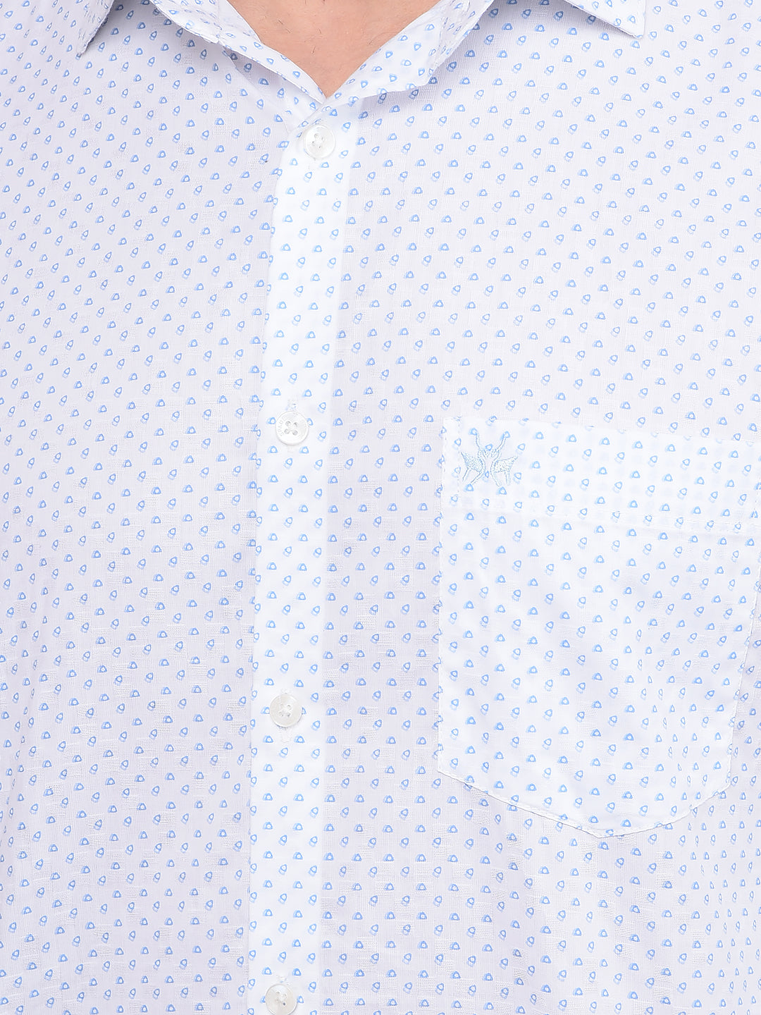 Blue Printed 100% Cotton Shirt-Men Shirts-Crimsoune Club