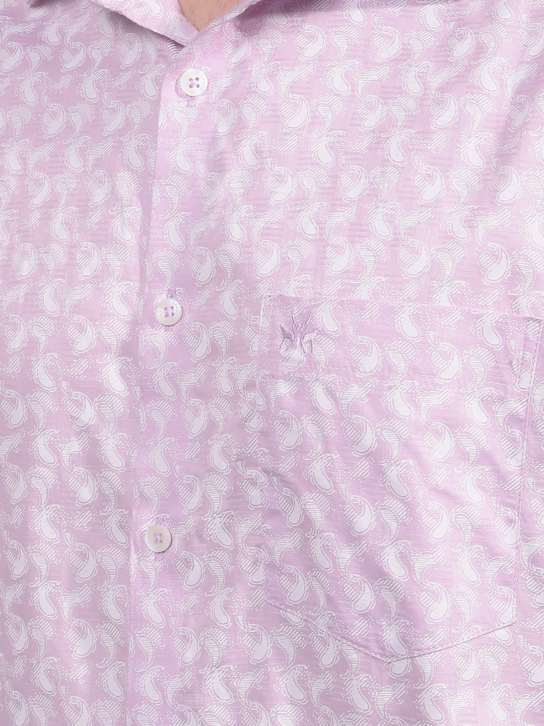 Purple Floral Print 100% Cotton Shirt-Men Shirts-Crimsoune Club