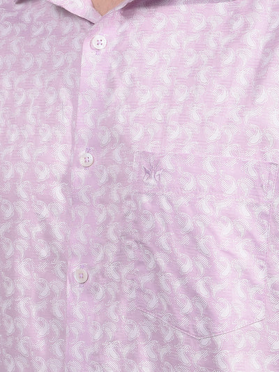 Purple Floral Print 100% Cotton Shirt-Men Shirts-Crimsoune Club