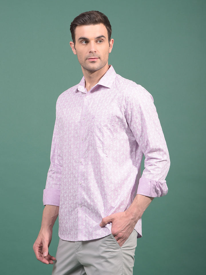 Purple Floral Print 100% Cotton Shirt-Men Shirts-Crimsoune Club