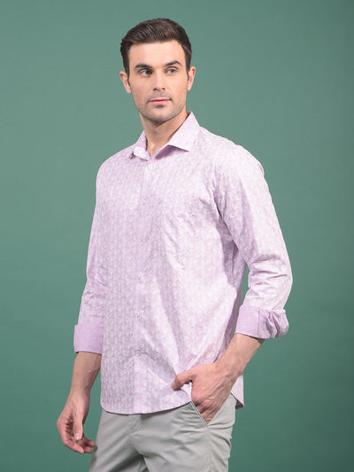 Purple Floral Print 100% Cotton Shirt-Men Shirts-Crimsoune Club