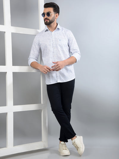 Blue Printed 100% Cotton Shirt-Men Shirts-Crimsoune Club
