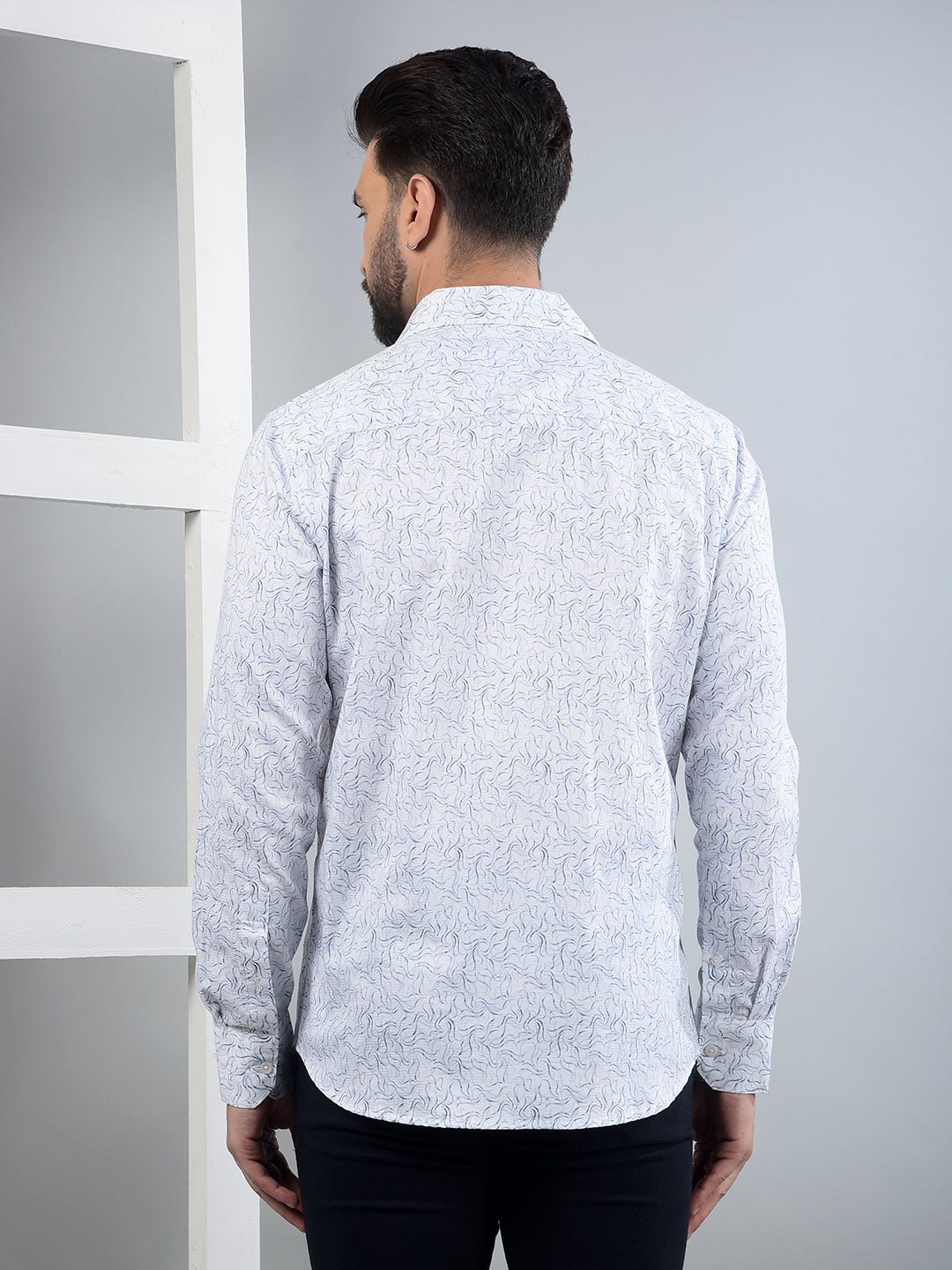 Blue Printed 100% Cotton Shirt-Men Shirts-Crimsoune Club