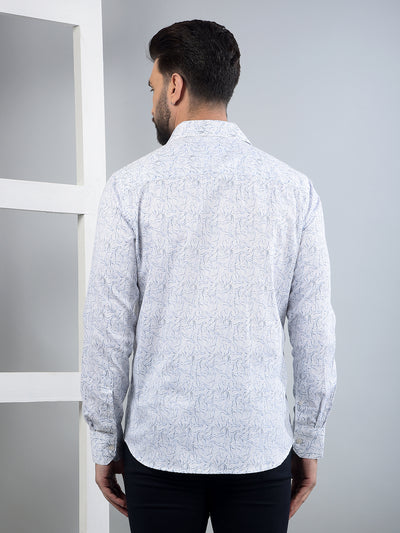 Blue Printed 100% Cotton Shirt-Men Shirts-Crimsoune Club