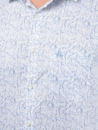 Blue Printed 100% Cotton Shirt-Men Shirts-Crimsoune Club