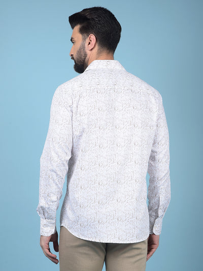 Beige Printed 100% Cotton Shirt-Men Shirts-Crimsoune Club