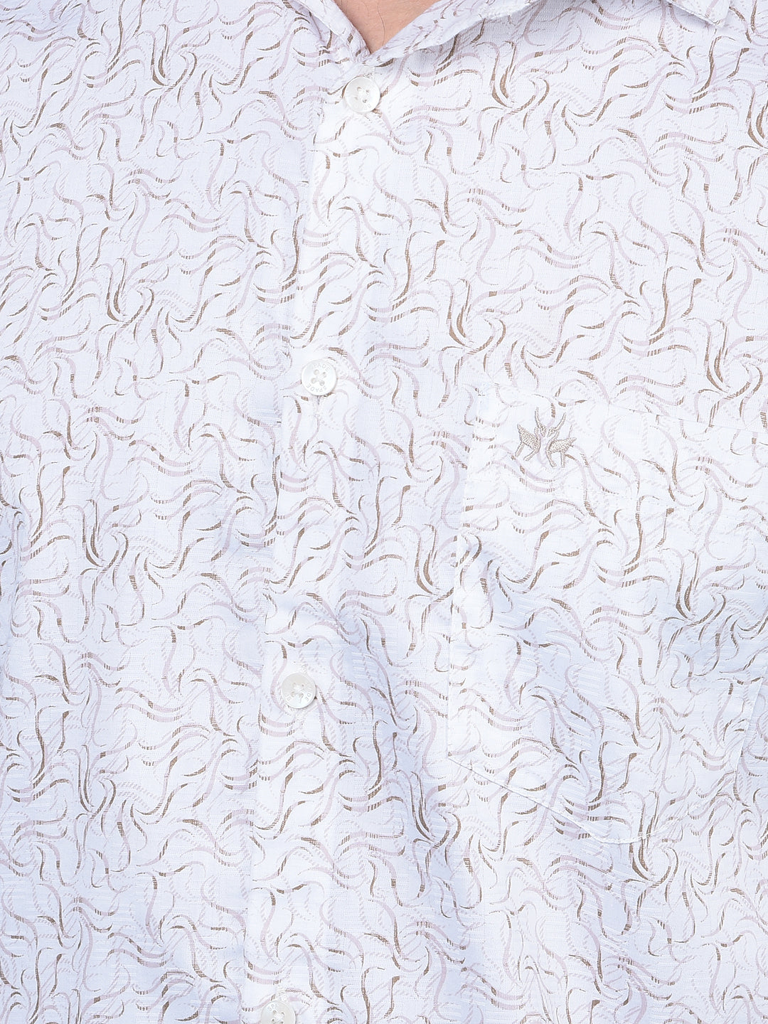 Beige Printed 100% Cotton Shirt-Men Shirts-Crimsoune Club