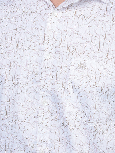 Beige Printed 100% Cotton Shirt-Men Shirts-Crimsoune Club