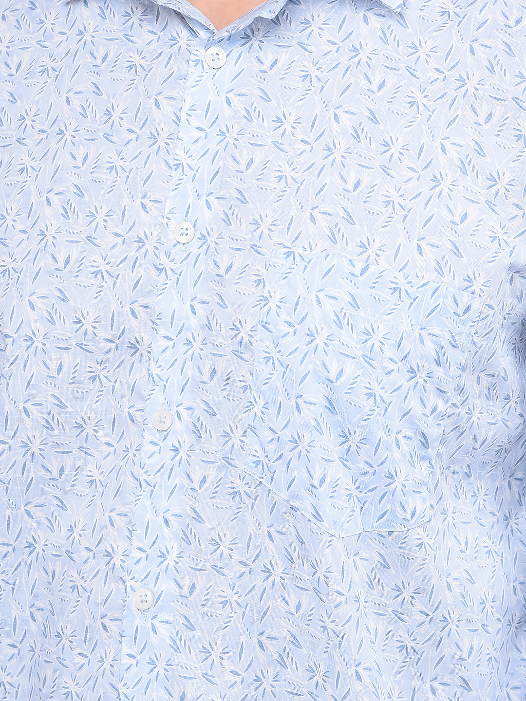 Blue Floral Print 100% Cotton Shirt-Men Shirts-Crimsoune Club