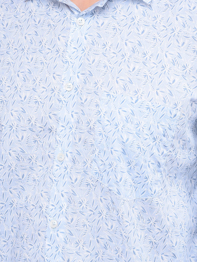 Blue Floral Print 100% Cotton Shirt-Men Shirts-Crimsoune Club