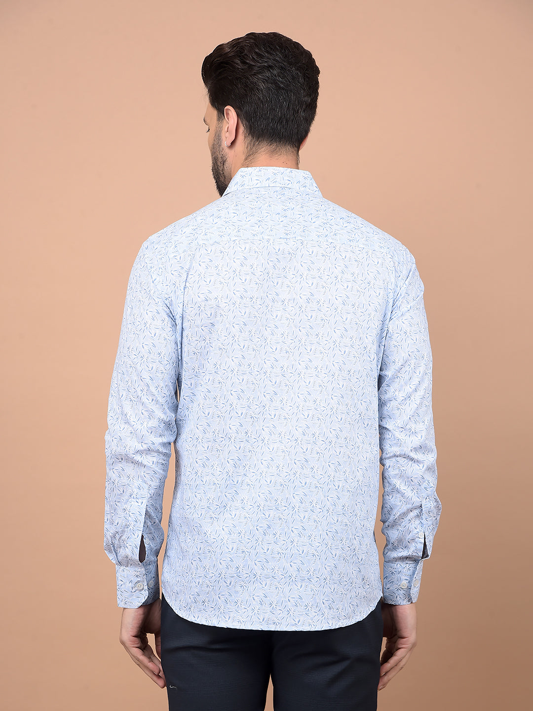 Blue Floral Print 100% Cotton Shirt-Men Shirts-Crimsoune Club