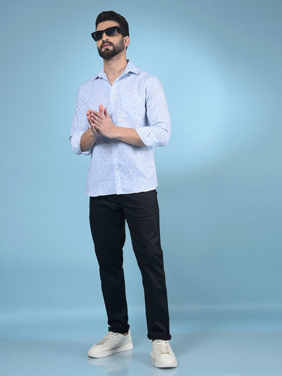 Blue Printed Shirt-Men Shirts-Crimsoune Club