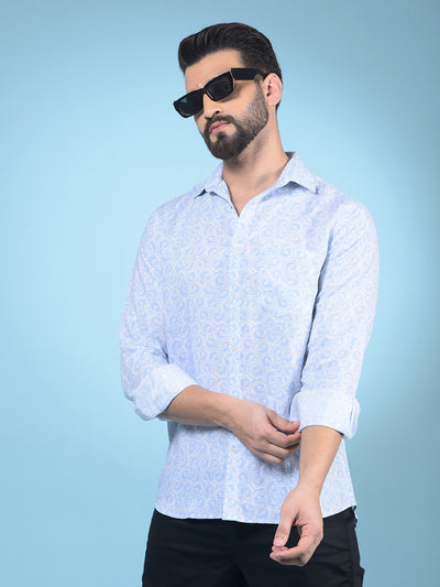 Blue Printed Shirt-Men Shirts-Crimsoune Club