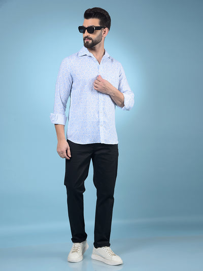 Blue Printed Shirt-Men Shirts-Crimsoune Club