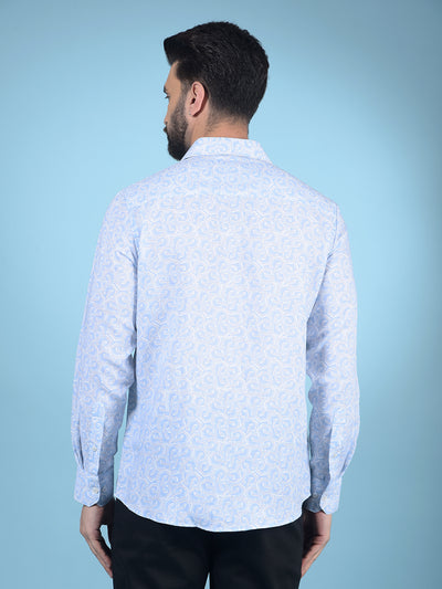 Blue Printed Shirt-Men Shirts-Crimsoune Club