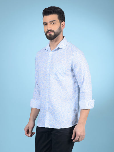 Blue Printed Shirt-Men Shirts-Crimsoune Club