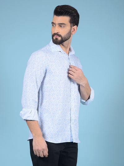 Blue Printed Shirt-Men Shirts-Crimsoune Club