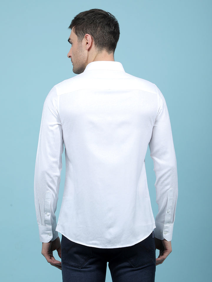 White Floral Print Shirt-Men Shirts-Crimsoune Club