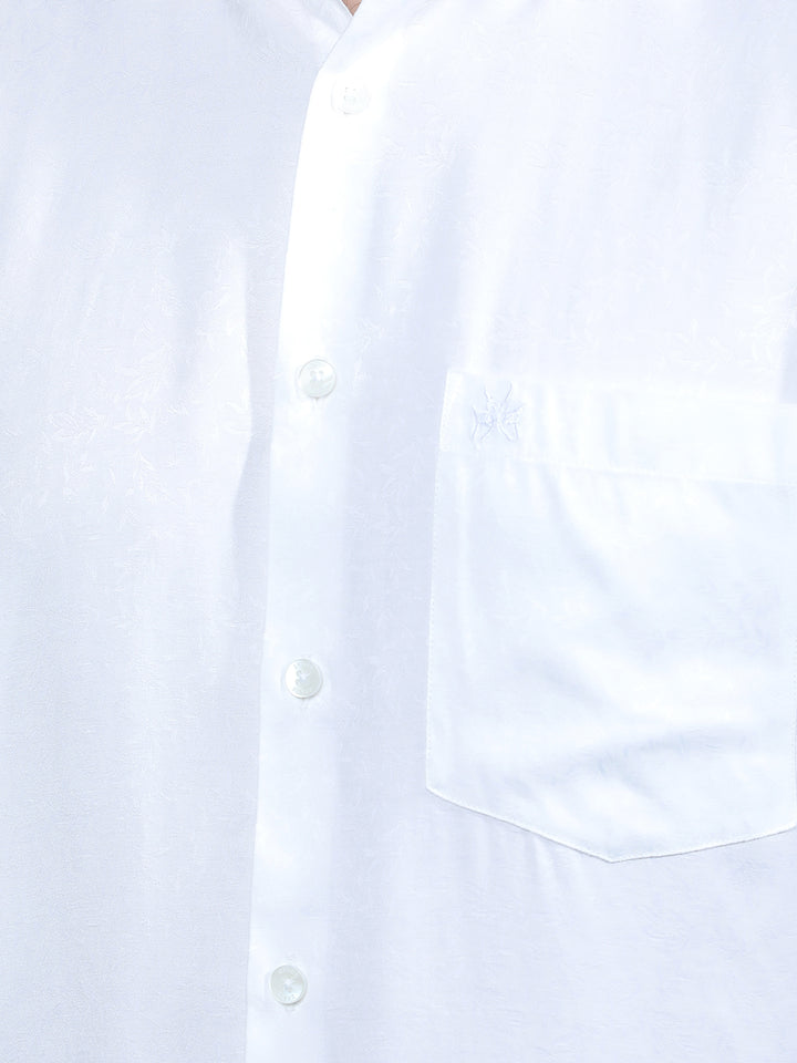 White Floral Print Shirt-Men Shirts-Crimsoune Club