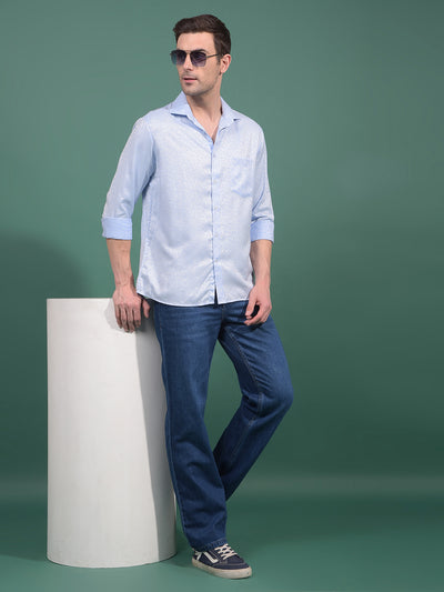 Blue Floral Print Shirt-Men Shirts-Crimsoune Club