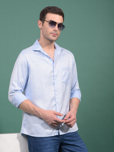 Blue Floral Print Shirt-Men Shirts-Crimsoune Club