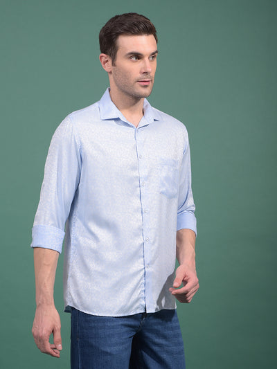 Blue Floral Print Shirt-Men Shirts-Crimsoune Club