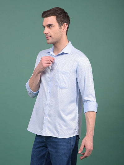 Blue Floral Print Shirt-Men Shirts-Crimsoune Club
