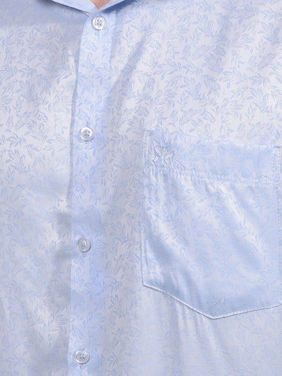 Blue Floral Print Shirt-Men Shirts-Crimsoune Club