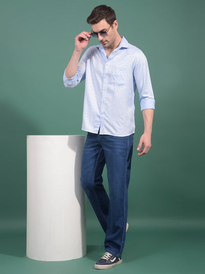 Blue Floral Print Shirt-Men Shirts-Crimsoune Club