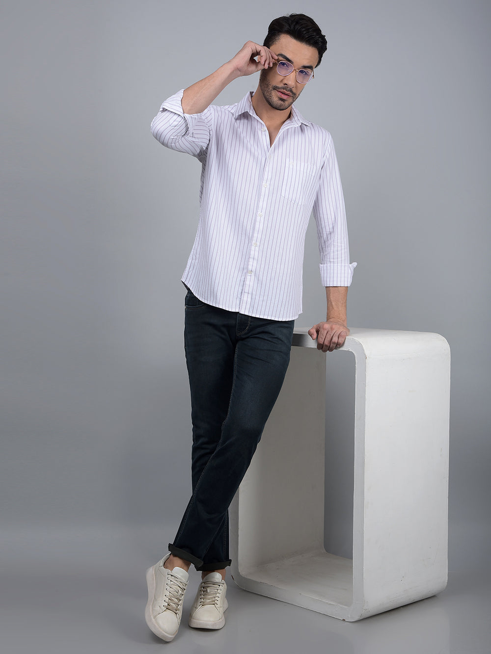 Purple Vertical Stripes 100% Cotton Shirt-Men Shirts-Crimsoune Club