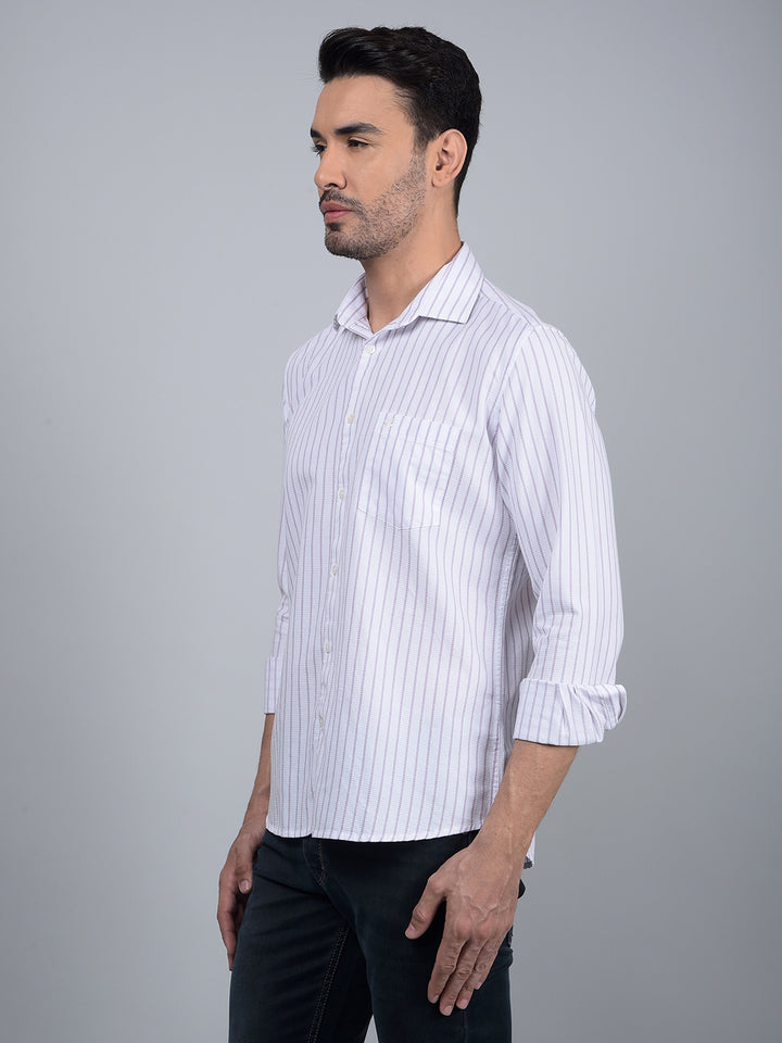 Purple Vertical Stripes 100% Cotton Shirt-Men Shirts-Crimsoune Club
