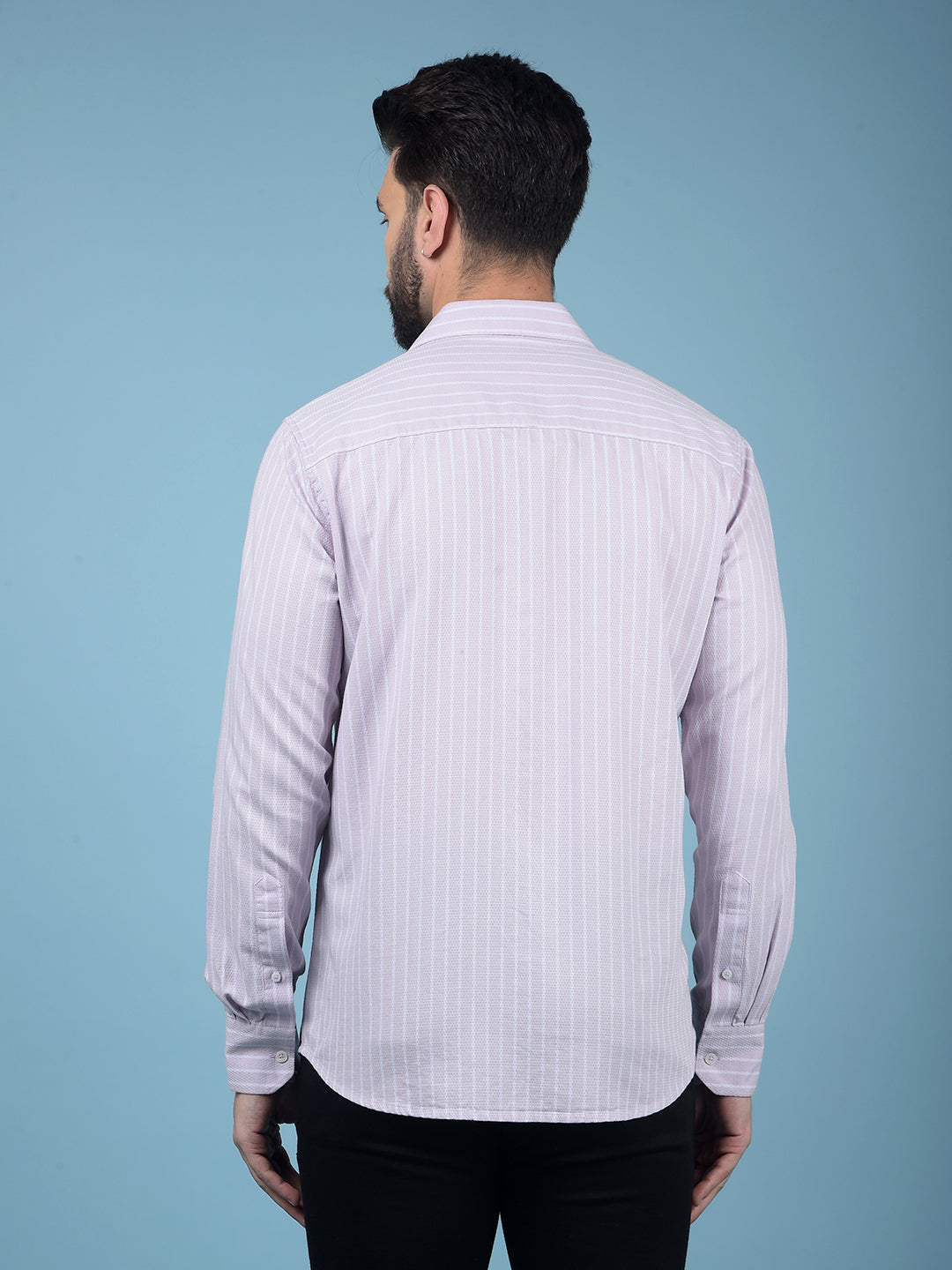 Purple Vertical Stripes 100% Cotton Knitted Shirt-Men Shirts-Crimsoune Club